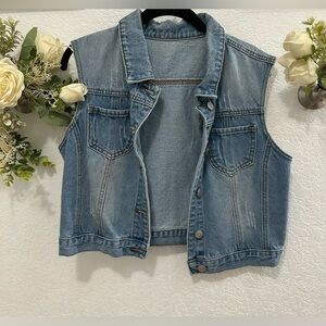 SHEIN Blue Denim Sleeveless Vest